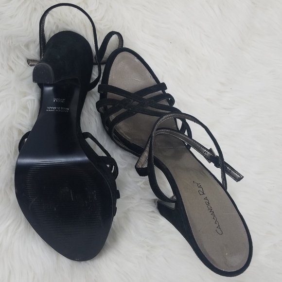 Cassandra Ray Black Suede Strappy Heels Size 9.5 - Picture 4 of 7
